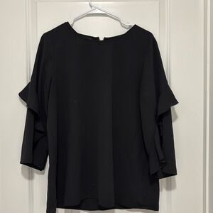 Alfani women’s medium black long‎ sleeve zip up blouse career casual office